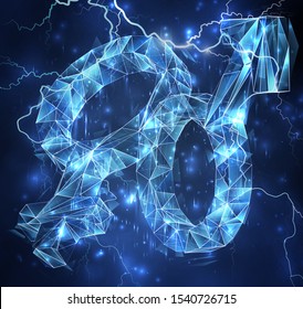 3d vector symbol whist in a stormy blue sky and lightning strikes into it
