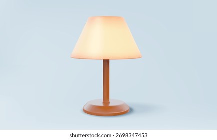 Vetor 3D ícone de lâmpada de tabela isolado no fundo pastel. Vintage mockup iluminação mobiliário decorativo quarto abajur energia elétrica. Estilo mínimo de desenho animado de ilustração de renderização 3d