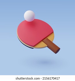 3d Vector Table Tennis Racket with Ball, Ping-pong bat, Sport and Game competition concept. Eps 10 Vector.