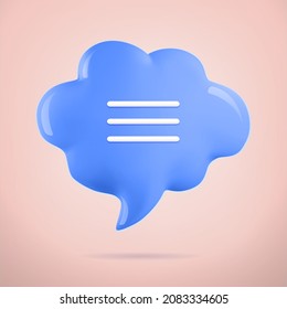 3d vector talking cloud, 3d Chat bubble. Glossy speech bubble high quality vector. Shiny cloud foam vector illustration.
