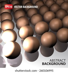 3d vector template background. Abstract gold balls illustration