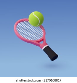 3d Vector Tennis Racket with Ball, Sport and Game competition concept. Eps 10 Vector. - Shutterstock ID 2170108817