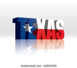 3D Vector Texas (USA) Word Text Flag 