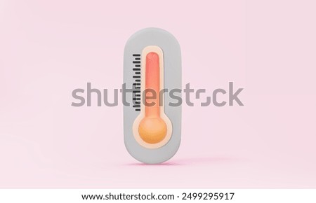 3d vector Thermometer icon on pink background. temperature warm hot and cool weather control meteorology heat mometer, ecology climate meter degree low high. Eps 10 vector. 3d render illustration