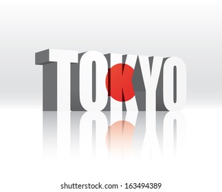 3D Vector Tokyo (Japan) Word Text Flag 
