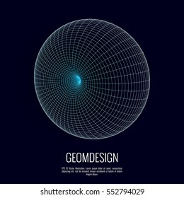 3d vector torus. Science, technological design element.