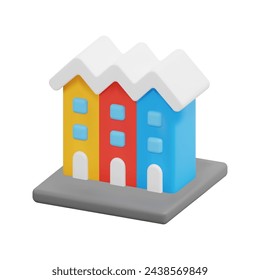3d vector townhouse icon. Isolated on white background. 3d vector building and architecture concept. Cartoon minimal style. 3d vector house icon render illustration.