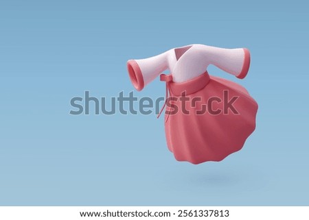 3d Vector Traditional Hanbok clothes, South Korea, Elements tourism concept. Eps 10 Vector.