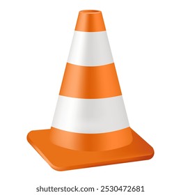 3D vector Traffic Cone isolated transparent background. Vector template design road sign is a Cone. Road repair work. EPS 10