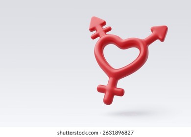 3d Vetor sinais transgêneros em forma de coração, Orgulho LGBTQ, conceito do dia do orgulho. Vetor Eps 10.