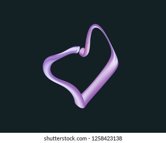 3D Vector tube of the symbol heart. Heart line icon. Vector isolated symbol. - Vektorgrafik. 3D love. 3D Rounded Headline symbol.