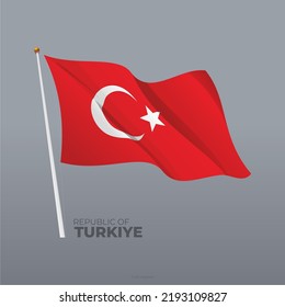 3D vector Turkiye national flag waving illustration