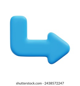 3d vector turn arrow icon. Isolated on white background. 3d arrow, direction and arrows concept. Cartoon minimal style. 3d turning arrows icon vector render illustration.