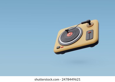 3d Vector Turntable, Vinyl record player, Entertainment equipment concept. Eps 10 Vector.