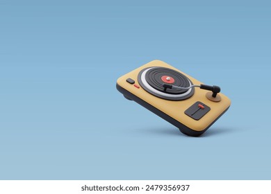 3d Vector Turntable, Vinyl record player, Entertainment equipment concept. Eps 10 Vector.