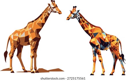 3d vector of two giraffes on a white background