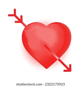 3D vector valentine red heart  wedding decoration icon