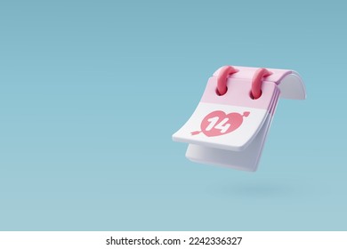 3d Vector Valentine's Day Paper Calendar, Notes Reminder, February 14, Valentine's Day Concept. Eps 10 Vector.