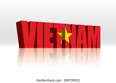 3D Vector Vietnam Word Text Flag