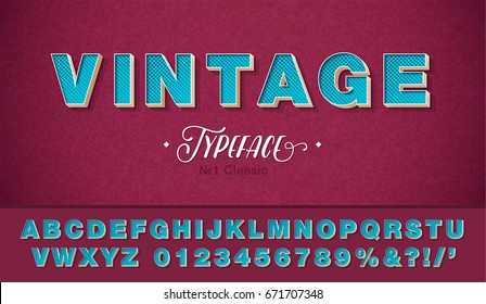 3d Vector Vintage Font And Alphabet, Retro Pop Art Style 80s, 90s.
