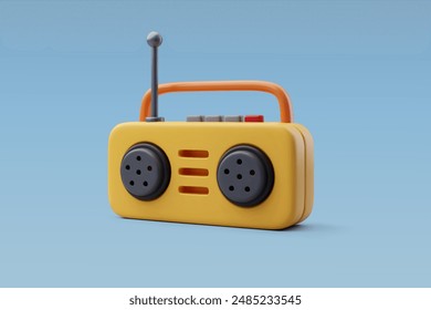 3d Vector Vintage radio, Music, News, Entertainment equipment concept. Eps 10 Vector.