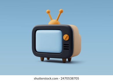 3d Vector Vintage television, Music, Movie, News, Entertainment equipment concept. Eps 10 Vector.