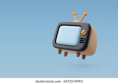 3d Vector Vintage television, Music, Movie, News, Entertainment equipment concept. Eps 10 Vector.