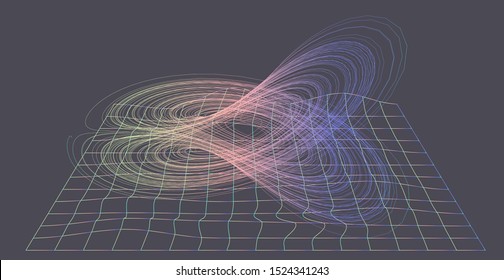 3D Vector Visualisation of The Lorenz attractor. Scientific conteptual illustration for Steganography, Chaos Theory, Cryptography.