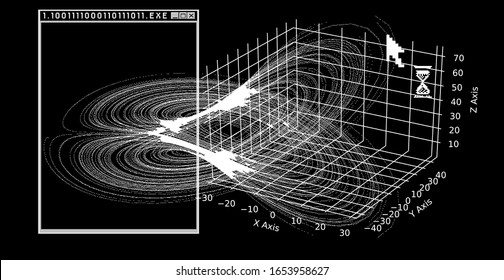 3D Vector Visualisation Of The Lorenz Attractor, System That Causing The Butterfly Effect. Scientific Conteptual Background For AI (artificial Intelligence), Chaos Theory,  Quantum Computing.