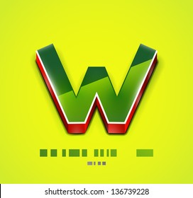 3d vector W letter. Technology business symbol. Glossy style