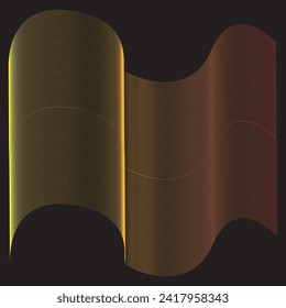 3D Vector wave lines pattern smooth curve flowing dynamic blue green light isolated on black background for concept of technology, digital,