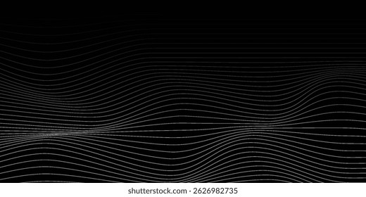 3D Vector wave lines pattern smooth curve flowing dynamic white light isolated on black background for concept of technology, digital