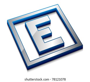 3d vector web design alphabet symbol - E