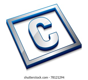 3d vector web design alphabet symbol - C