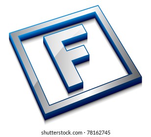 3d vector web design alphabet symbol - F