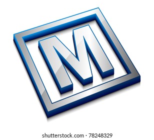 3d vector web design alphabet symbol - M