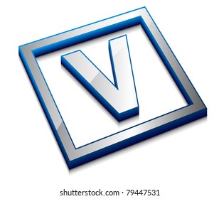 3d vector web design alphabet symbol - V