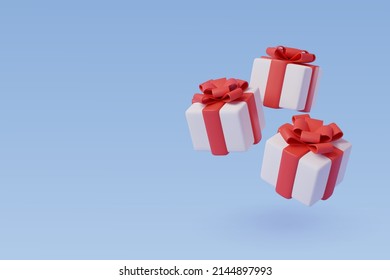 3d Vector of White Gift box on blue. Art for valentine's day, Merry Christmas and birthday Celebration concept. Eps 10 Vector.