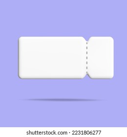 3d vector white mockup discount coupon for  promotion, sales, holiday event symbol design. Cartoon render gift voucher card label tag isolated on white background.