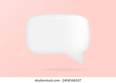 3d vector white speech bubble banner icon on a soft color background.