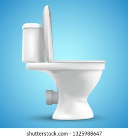 3d vector white toilet with cistern. ready element for the design of advertising plumbing