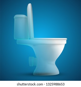 3d vector white toilet with cistern. ready element for the design of advertising plumbing