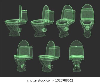 3d vector white toilet with cistern. ready element for the design of advertising plumbing