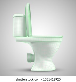 3d vector white toilet with cistern. ready element for the design of advertising plumbing
