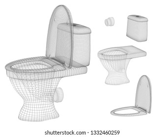 3d vector white toilet with cistern. ready element for the design of advertising plumbing