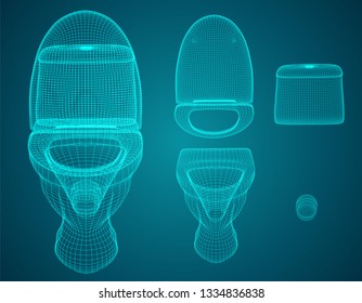 3d vector white toilet with cistern. ready element for the design of advertising plumbing