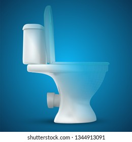 3d vector white toilet with cistern. ready element for the design of advertising plumbing