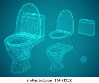 3d vector white toilet with cistern. ready element for the design of advertising plumbing