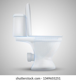 3d vector white toilet with cistern. ready element for the design of advertising plumbing