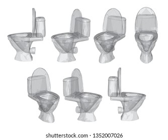 3d vector white toilet with cistern. ready element for the design of advertising plumbing